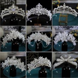 Hair Clips Luxury Silver Colour Crystal Crowns Rhinestone Bride Tiara Fashion Queen Wedding Crown Headpiece Jewellery Accessories