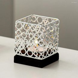 Candle Holders Hollow Square Office Desktop Cup Decorative Ornaments Tabletop Candlestick Vintage Stand Delicate Base