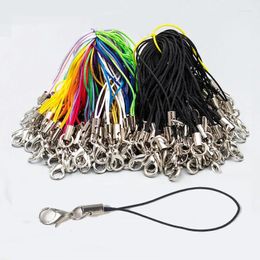 Keychains .Mixed 50pcs/lot Thread Cord Lobster Keyrings Key Holder Bag Ring Bags Toys Phone Hanger DIY Keyfob KeyChain Accessories