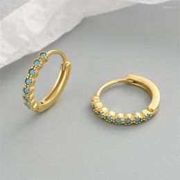 Hoop Earrings 925 Silver Plated Blue Zircon Circle Earring For Women Girls Party Punk Jewellery Gift Eh2312
