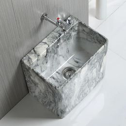 Bathroom Sink Faucets Mop Pool Rectangular With Faucet Balcony Courtyard Garden Outdoor Stone Pattern Basin