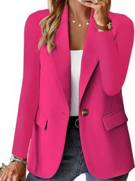 Blazer Woman Clothing Korean Style Outerwear Long Sleeved Top Solid Color Cardigan Autumn Winter Office Lady Jacket Elegant Coat 240129