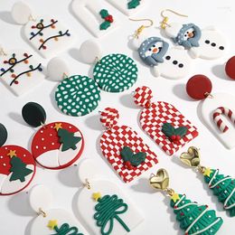 Dangle Earrings AENSOA Handmade Christmas Ploymer Clay For Women Girls Tree Crutch Snowman Drop Festive Holiday Jewellery Gifts