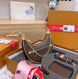 hot good pice Luxurys designer bag Luxury old flower chain armpit shoulder tote bag Top quality loop hobo moon handbag famous brand lady clutch designer wallet