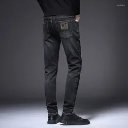 Men's Jeans Man Cowboy Pants Slim Fit Tight Pipe Trousers Black With Pockets Skinny Y2k Streetwear Grunge 2024 Fashion Plus Size