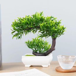 Decorative Flowers Artificial Green Plants Bonsai Table Potted Ornaments Simulation Pot Fake For El Office Home Garden Decor