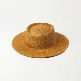 Wide Brim Hats X276 Light Board Paper Straw Hat Outdoor Shopping Travel Beach Sunscreen Shade Tide Adult Panama Jazz Caps