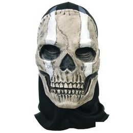 Party Masks Game Skl Ghost Warrior Cosplay Mask Horror Latex Head Hood Headgear Adt Unisex Halloween Prop 230816 Drop Deliv Homefavor Dhyzh