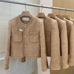 Women's Jackets 2024 Women Autumn Winter Small Fragrance Coat Female O-neck Tweed Short Ladies Casual Long Sleeve Overcoats R762