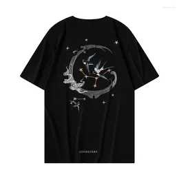 Men's T Shirts Vintage Shirt Men Women Swallow Embroidery Cotton Fashion Designer Tees Short Sleeve Harajuku Youth Summer Tops Unisex