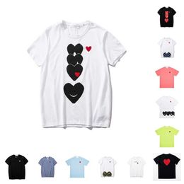 Play Designer Mens T-shirts Childrens Embroidered Love Eyes Pure Cotton White Red Heart Short-sleeved Tshirts Boys and Girls Loose Casual Tshirt Top Size 80-150 b5