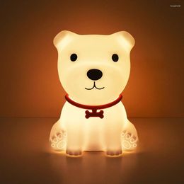 Night Lights Creative Colourful Dog LED Light Touch Sensor Silicone USB Rechargeable Bedroom Lamp For Children Kid Baby Holiday Gift