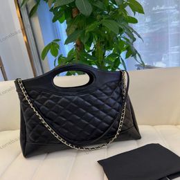 Womens Designer Black 31 Top Handle Clutch Tote Bags Diamond Lattice Turn Lock Gold Metal Hardware Matelasse Chain Crosbody Should215e