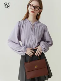 Women's Blouses FSLE French Court Style Wooden Ear Collar Shirt For Women Long Sleeve Spring Lantern Elegant Temperament Female Top