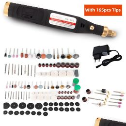 Electric Drill 5 Speed Adjustable Dremel Grinder Engraver Pen Mini Rotary Tool Grinding Hine 165Pcs Tips Optional 221208 Drop Deliver Dhago