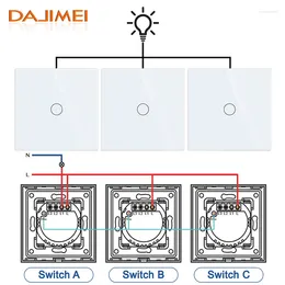 Smart Home Control DAJIMEI 1/2/3 Gang 3 Way Stair Switch Pcs EU Russia Multi-control Light Touch Switches Crystal Glass Panel Improvement