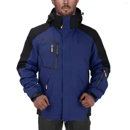 Men's Jackets Autumn And Winter Solid Contrast Patchwork Thickened Fleece Male Ski Jacket Mens Rain Breathable Men