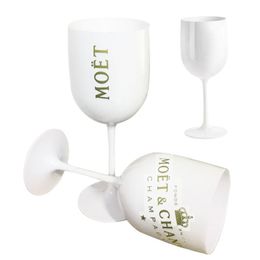 White Plastic Acrylic Goblet Moet Champagne Glass Acrylic Plastic Cups Celebration Party Drinkware Drinks Moet Wine Glass Cup LJ202394