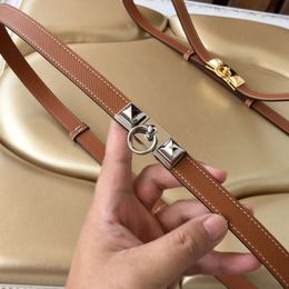 Fashion Designer Belt Women Vintage Simple Suit Pants Skirt Dress Decorative Thin Waist Belt Locking Buckle Genuine Leather Slim Fit Belts High-quality