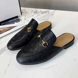 Mules Leather slipper 100% Real leather designer Mules luxury Size 34-46 Women Men jacquard Leather Slipper Jumbo Canvas Shoes Horsebit Slippers 1.25 C2
