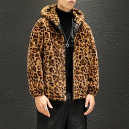 DYB ZACQ Fashion Warm Love Winter Jacket Men Coat Woman Hooded Faux Fur Leopard Casual Slim Parka Men's Winter Coat S-3xl 240126