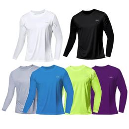 Men's Quick Dry Long Sleeve Gym Running Moisture Wicking Round Neck TShirt Training Exercise Gym Man Clothing Sport Tops Shirt 240118