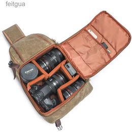 Camera bag accessories Mens Outdoor Casual Leather Bag One Shoulder Triangle SLR Diagonal Cross Chest Inner YQ240204