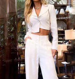 Women's Two Piece Pants Commuting Fashion Set Women Casual 2 Asymmetric Button Buckle Notched Collar Elegant Top And Pocket Loose