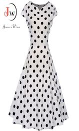 2020 White Polka Dot Women Summer Dress Robe Pin Up Retro 50s Vintage Rockabilly Swing Dresses Floral Slim Elegant Party Dress2957324