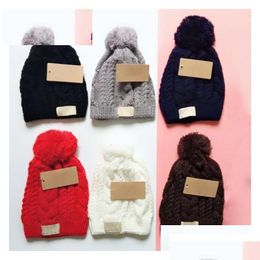 Beanie/Skull Caps 8 Colours Fashion Knitted Beanie Uni Design With Ball Rhombus Cloghet Brand Warm Women Skl Caps Wholesale Drop Delive Dhhms