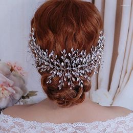 Hair Clips Luxury Handmade Crystal Beads Floral Hairbands Wedding Vine Tiaras Headband Bridal Headpiece Crown Accessories