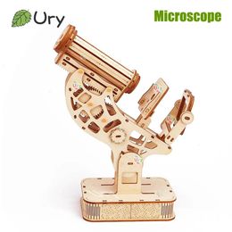 Ury 3D Wooden Puzzle Globe Rotatable Model Mechanical Gear Kit Building Block Toy Hand Assembly Decoration Gift for Kids Adult 240122