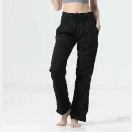 Lulus Yoga Outfits Suit 2024 New Dance Studio Women's Mid Rise Pants Casual Slim and Versatile Business Loudspeaker Wide Leg