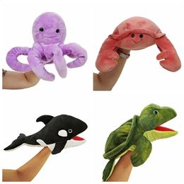 Movable Mouth Sea Animal Puppets Hand Doll Turtle Whale Plush Shark Puppet Stuffed Animal Octopus Crab Preschool Kindergarten 240127