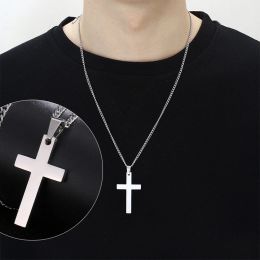 Fashion Cross Pendant Necklace Women Men Stainless Steel Link Chain Charm Necklace Cool Boys Girls Punk Hip Hop Jewellery Gift