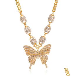 Pendant Necklaces Exaggerated Butterfly Necklace Punk Micro Set Rhinestone Geometric Clavicle Drop Delivery Jewellery Necklaces Pendants Dhaxe