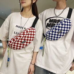 leisure Waist Bags New Couple Chest Bag Instagram Trendy One Shoulder Crossbody Men's and Women's Street Fashion Chequered Casual Phone