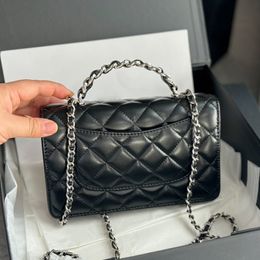 19CM Woc Flap Women Designer Shoulder Bag Black Leather Diamond Lattice Vintage Wallet With Chain Luxury Handbag Underarm Bag Shopping Clutch Crossbody Fanny Pack