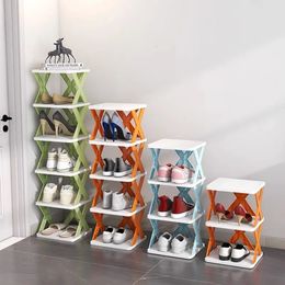 Stackable shoe rack multi-layer storage shoe rack box plastic space-saving cabinet storage shoe storage device 240130