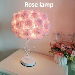 Night Lights 2024 Rose Table Lamp Pastoral Style Heart Crystal Bedside Lamps For Bedroom Room Decor Girls Gifts Decorative Nightlight