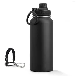 Water Bottles 1000ml Stainless Steel Vacuum Insulated Sports Bottle With Leak-Proof Travel Lid W/Paracord Survival Handle 32 Oz