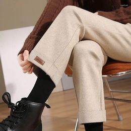 Women's Pants Fall Winter Woollen Wide Leg Pant Women Korean High Waist Straight Casual Trousers Office Lady Wool Blend Ankle-Length