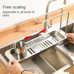 Kitchen Storage Stainless Steel Sink Retractable Drain Rack Household Vegetable Wash Basin Basket Filter