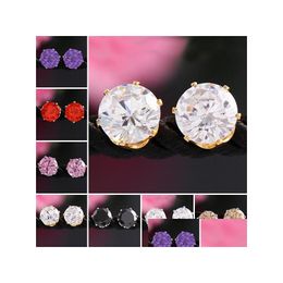 Stud Earings For Woman Wedding Jewelry Rhinestone Gemstone Crystal Stud Earrings Korean Fashion 925 Sier Plated Zircon Cz Drop Delive Dhagk