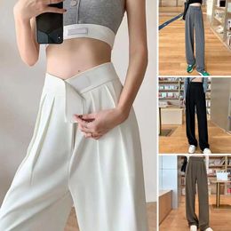 Women's Pants 1Pc Formal Women Ol Commute Wide-leg Trousers Adjustable Fasten High Waist Elegant Wide Leg Suit For