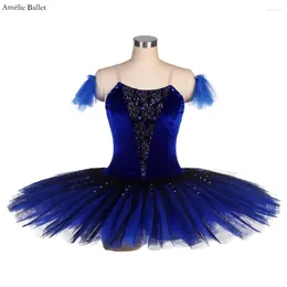 Stage Wear BLL540 Navy Blue Velvet Bodice Pre-professional Ballet Tutu Girls & Women Performance Dance Costume Pancake