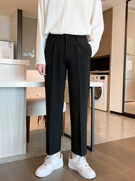 Men's Suits Wide-leg Casual Pants In Summer Loose And Versatile Cropped Trousers Simple Suit 4197