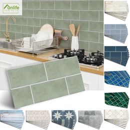 Mint Green Wall Sticker Solid Colour Art Waterproof Vinyl Peel And Stick Tile Stickers Home Decor Kitchen Bathroom DIY Decals 240123