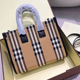 Tartan Handbag Tote Shopping Bag Women Shoulder Bags Patchwork Colour Cowhide Genuine Leather Removable Shoulder Strap Lady Clutch 254Z