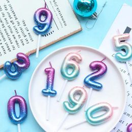 Cake Tools Starry Sky Digital Candles Birthday Decoration Gradient Number Candle Cakes Topper Wedding Baby Shower Party Decor